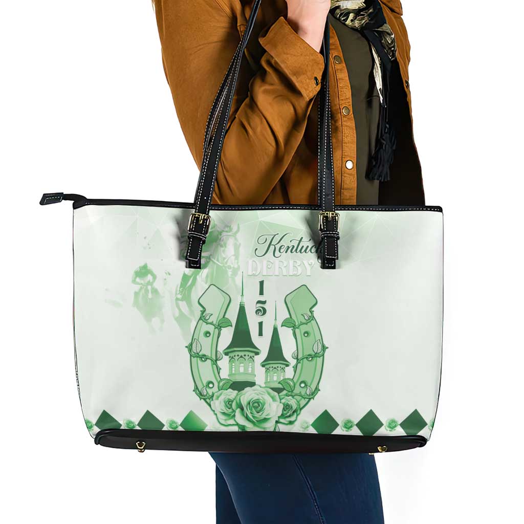 Kentucky Horse Racing Leather Tote Bag 151st Anniversary Green Version LT05