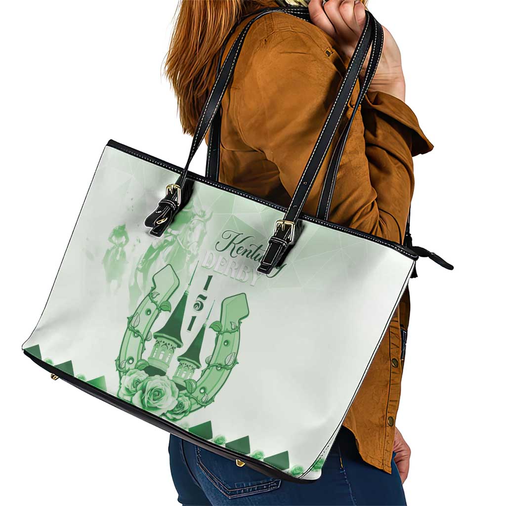 Kentucky Horse Racing Leather Tote Bag 151st Anniversary Green Version LT05