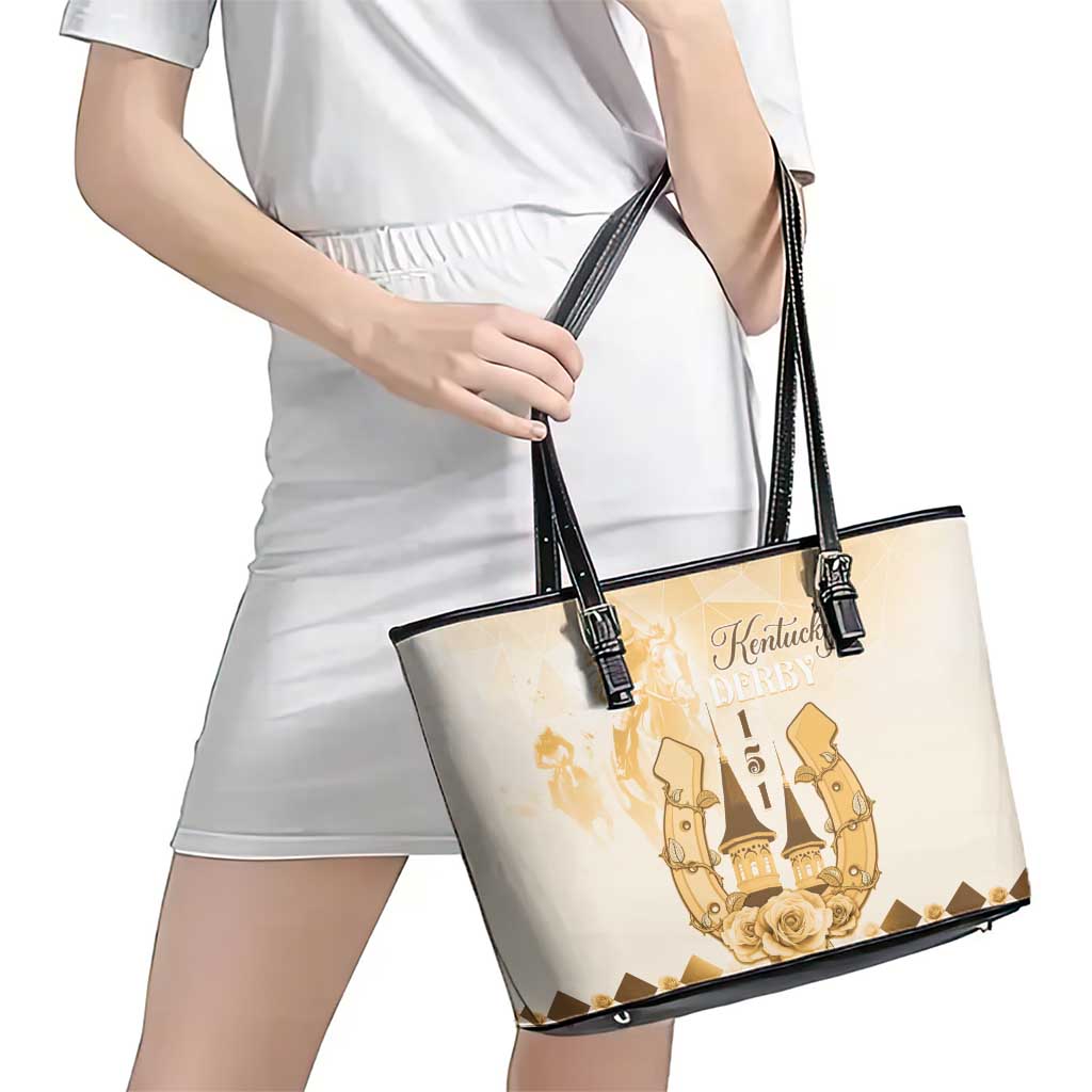 Kentucky Horse Racing Leather Tote Bag 151st Anniversary Beige Version LT05