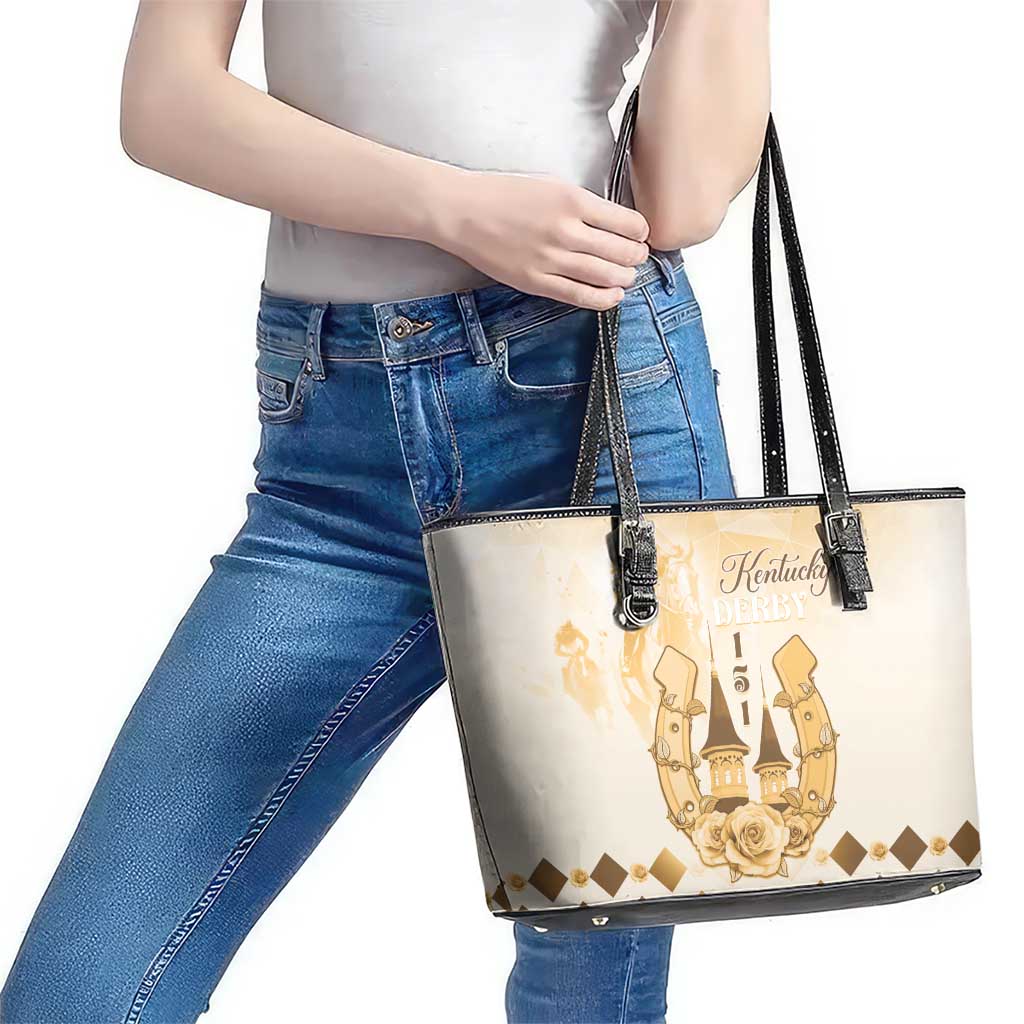 Kentucky Horse Racing Leather Tote Bag 151st Anniversary Beige Version LT05