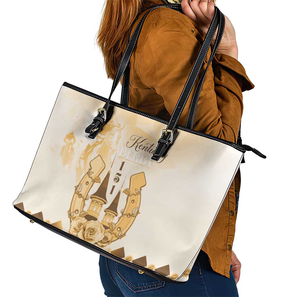 Kentucky Horse Racing Leather Tote Bag 151st Anniversary Beige Version LT05