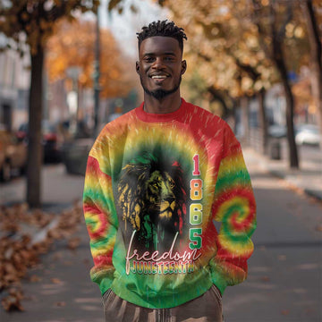 Juneteenth Freedom Day Sweatshirt Reggae Tie Dye Style LT05