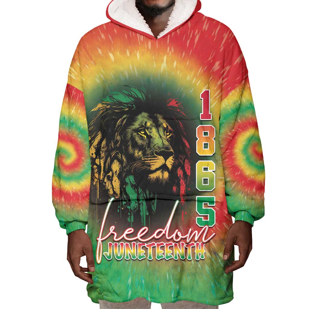 Juneteenth Freedom Day Wearable Blanket Hoodie Reggae Tie Dye Style LT05
