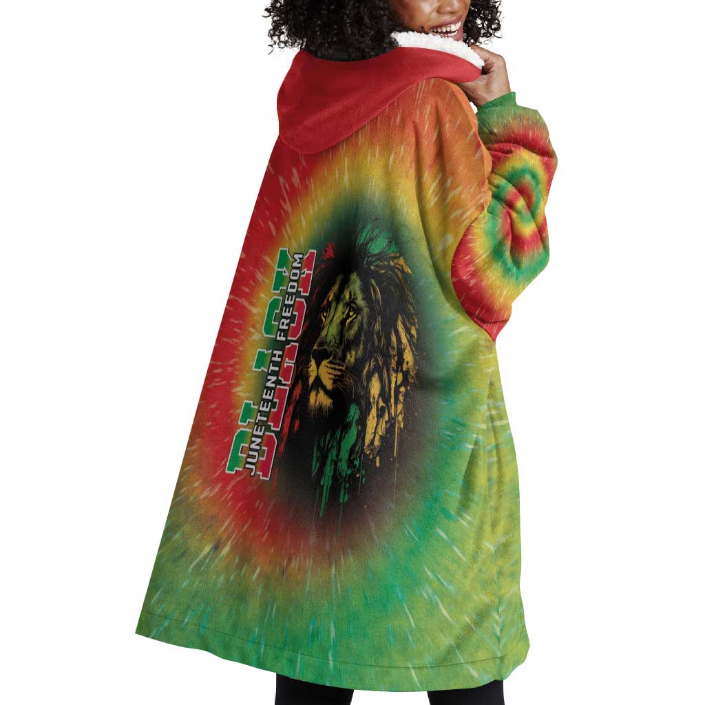 Juneteenth Freedom Day Wearable Blanket Hoodie Reggae Tie Dye Style LT05