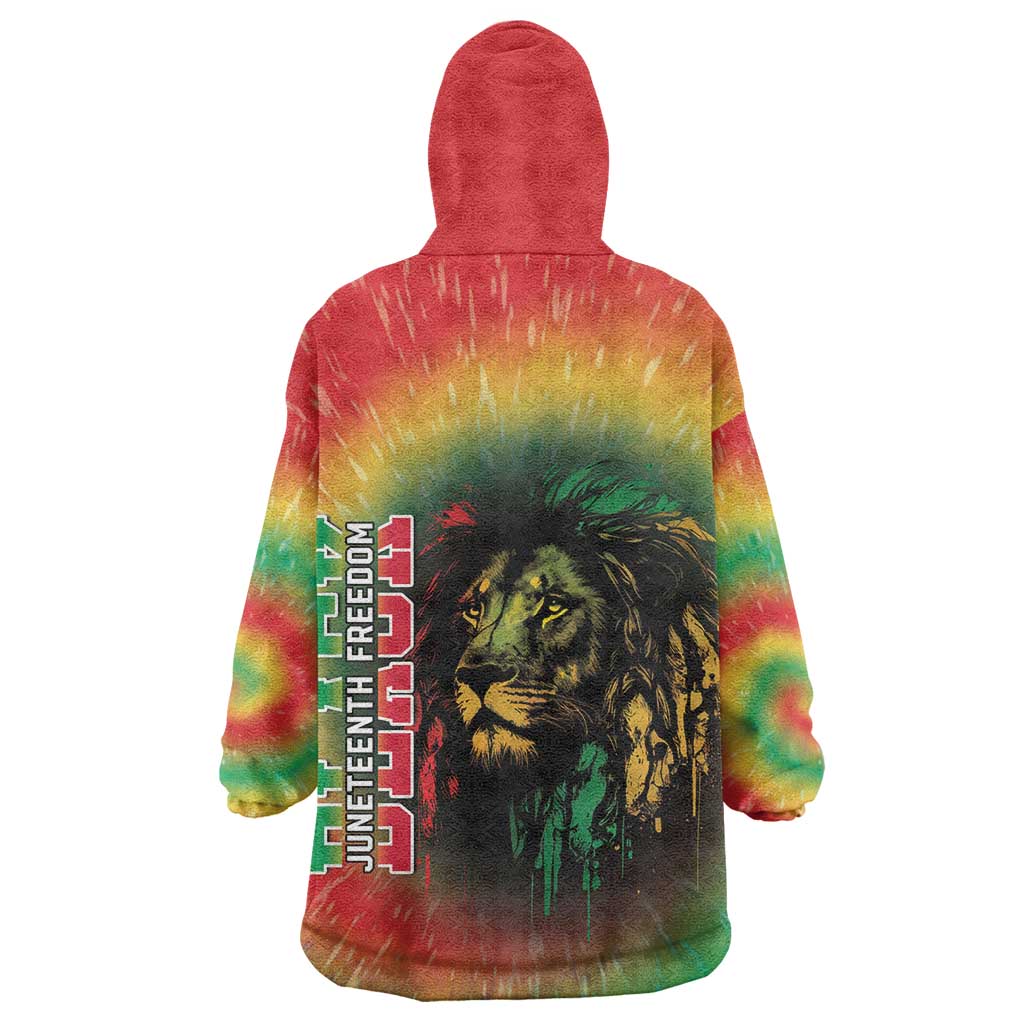 Juneteenth Freedom Day Wearable Blanket Hoodie Reggae Tie Dye Style LT05