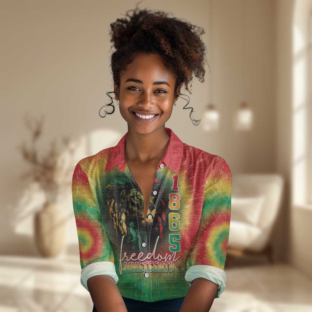 Juneteenth Freedom Day Women Casual Shirt Reggae Tie Dye Style LT05