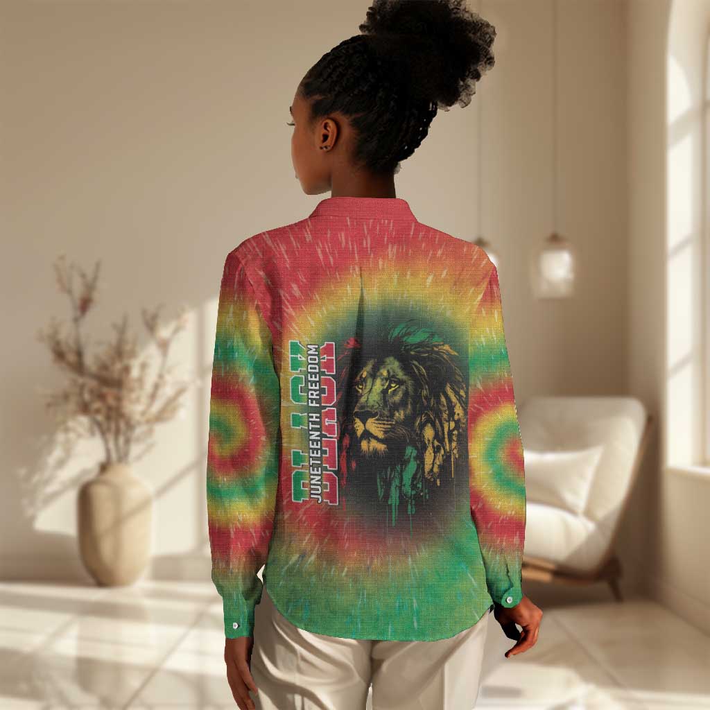 Juneteenth Freedom Day Women Casual Shirt Reggae Tie Dye Style LT05
