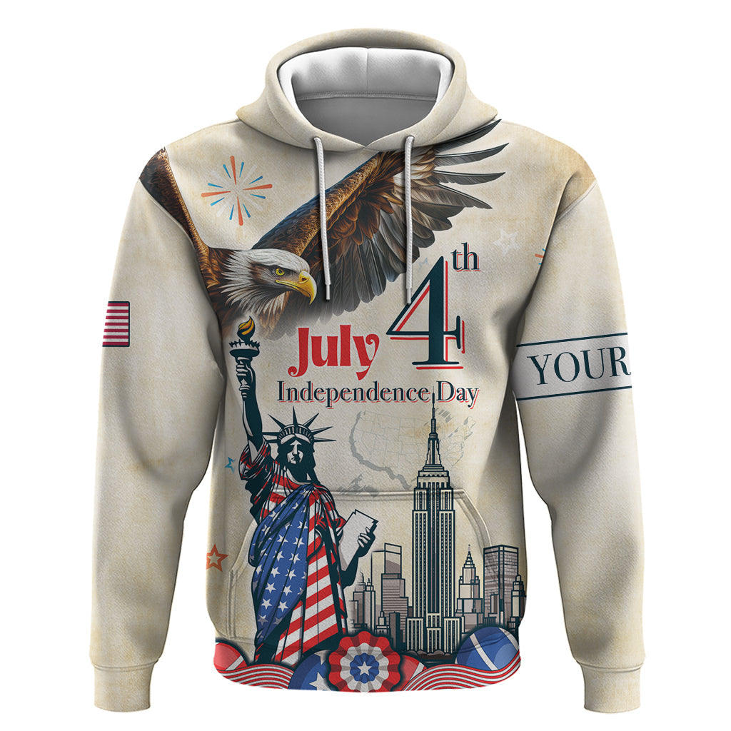 Personalised United States Independence Day Hoodie Freedom 4th Of July Beige Version LT05