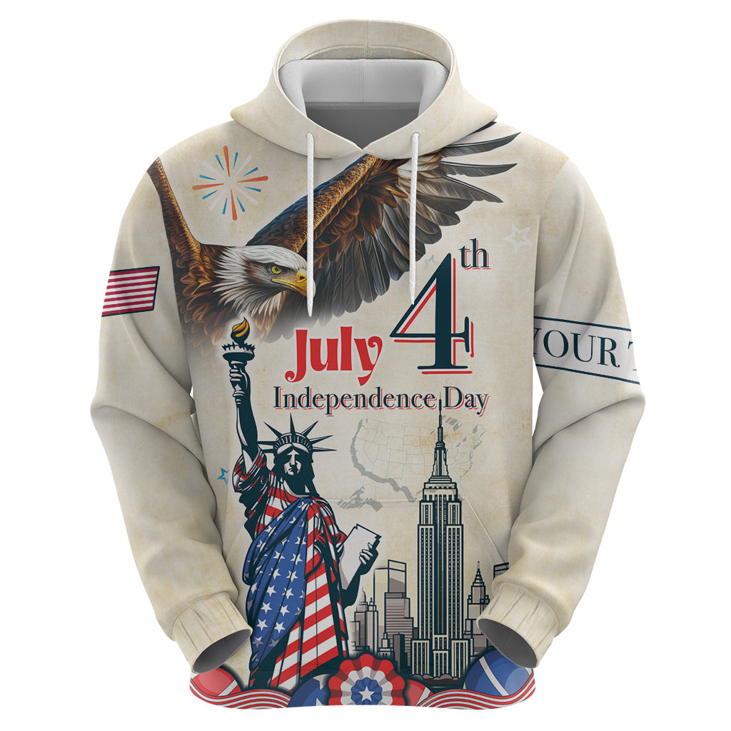 Personalised United States Independence Day Hoodie Freedom 4th Of July Beige Version LT05