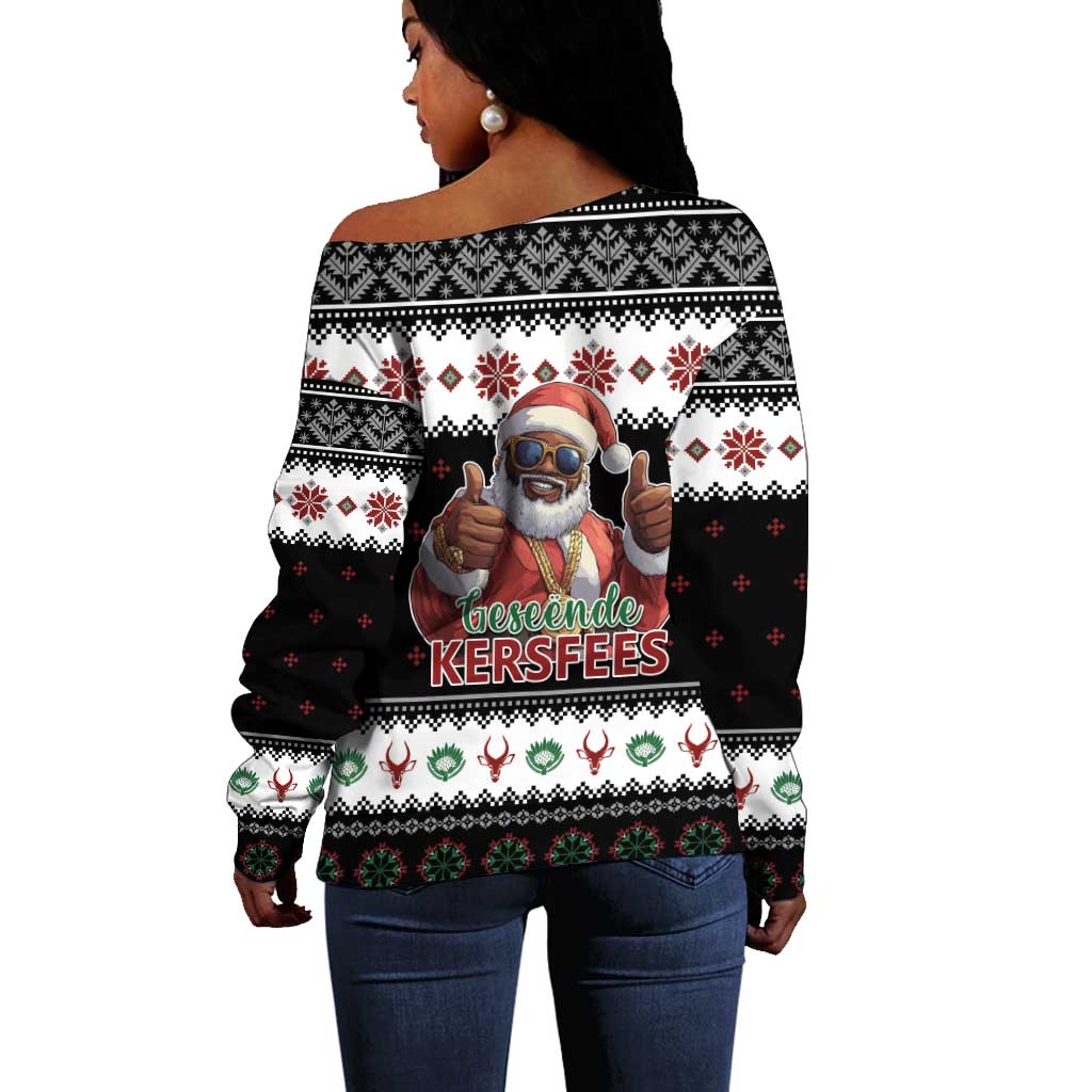 South Africa Christmas Off Shoulder Sweater Hip Hop Santa Claus LT05