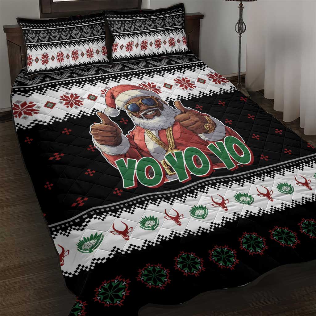 South Africa Christmas Quilt Bed Set Hip Hop Santa Claus LT05