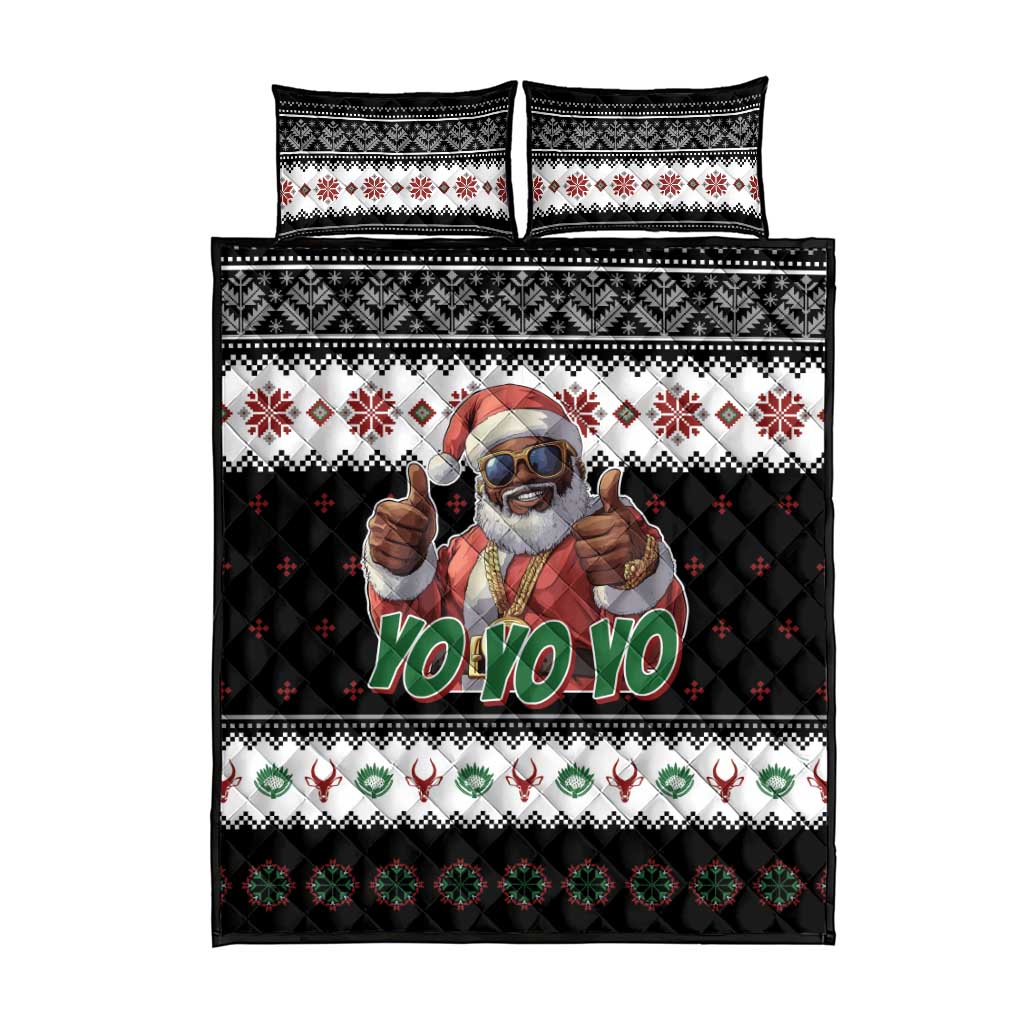 South Africa Christmas Quilt Bed Set Hip Hop Santa Claus LT05
