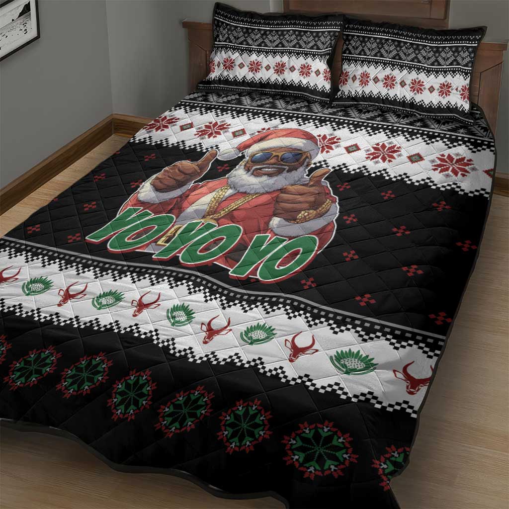 South Africa Christmas Quilt Bed Set Hip Hop Santa Claus LT05