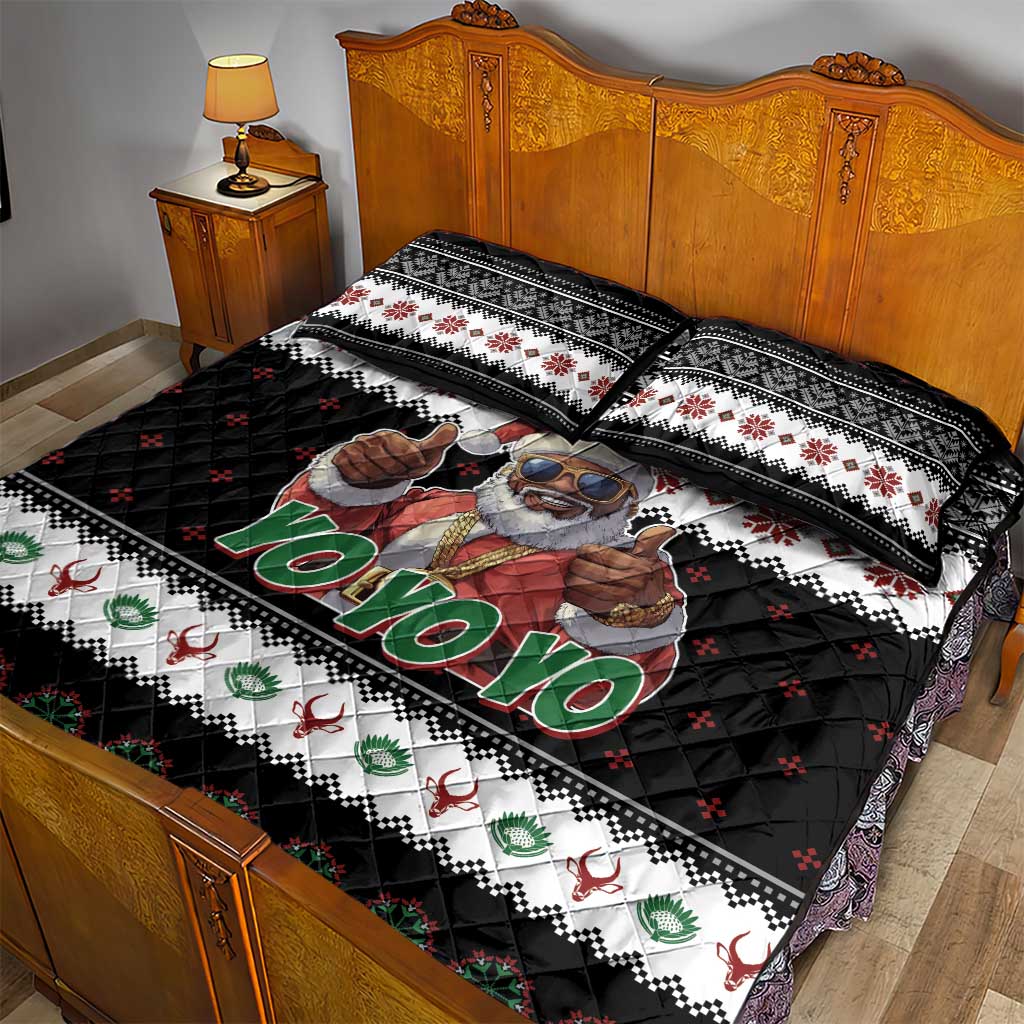 South Africa Christmas Quilt Bed Set Hip Hop Santa Claus LT05