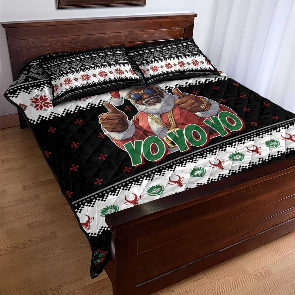 South Africa Christmas Quilt Bed Set Hip Hop Santa Claus LT05