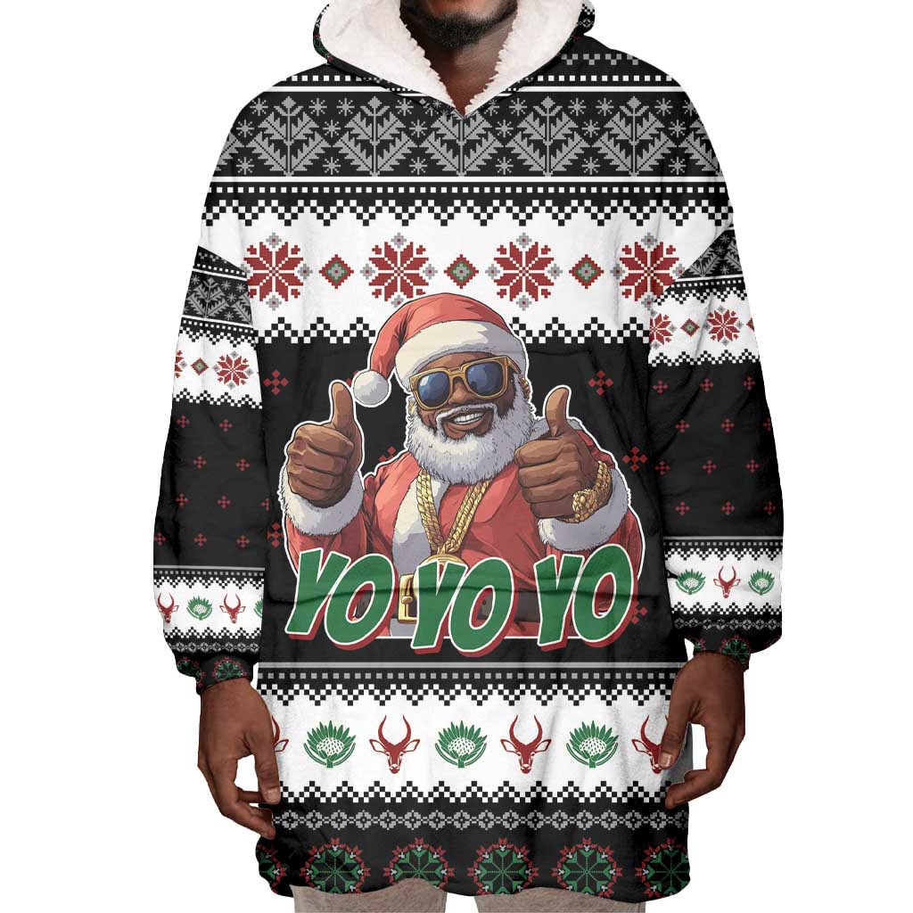 South Africa Christmas Wearable Blanket Hoodie Hip Hop Santa Claus LT05