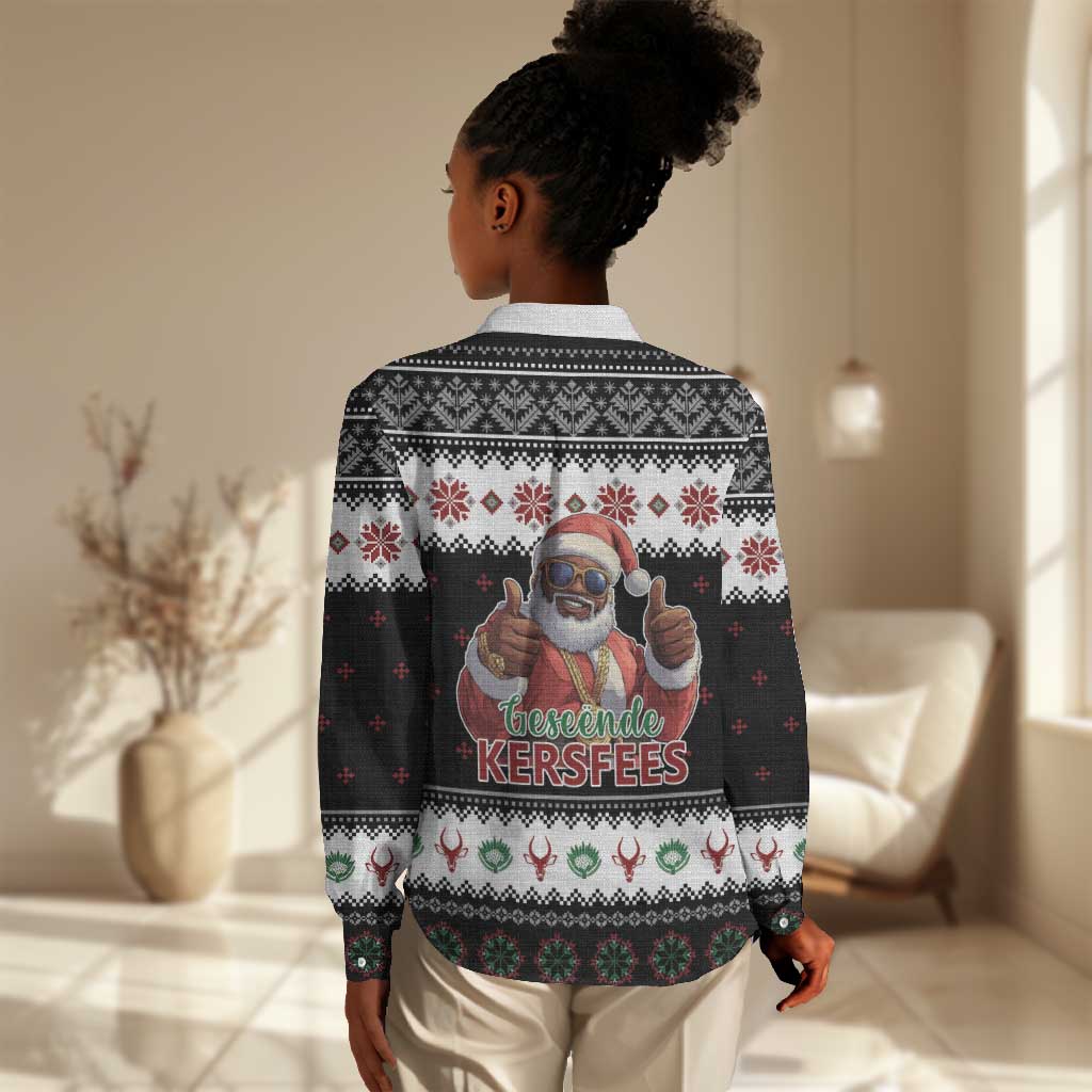 South Africa Christmas Women Casual Shirt Hip Hop Santa Claus LT05