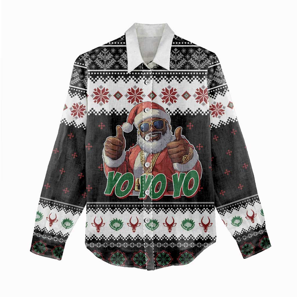 South Africa Christmas Women Casual Shirt Hip Hop Santa Claus LT05
