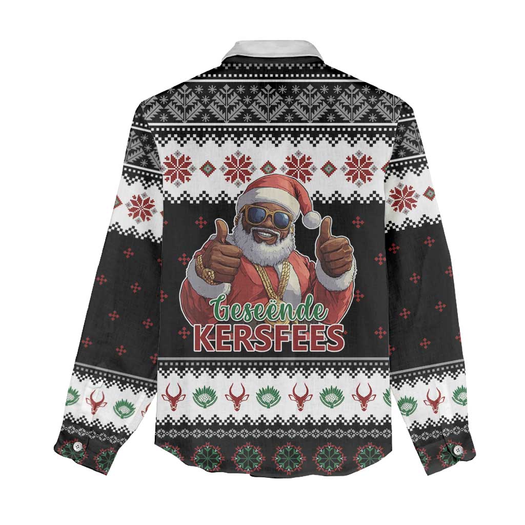 South Africa Christmas Women Casual Shirt Hip Hop Santa Claus LT05