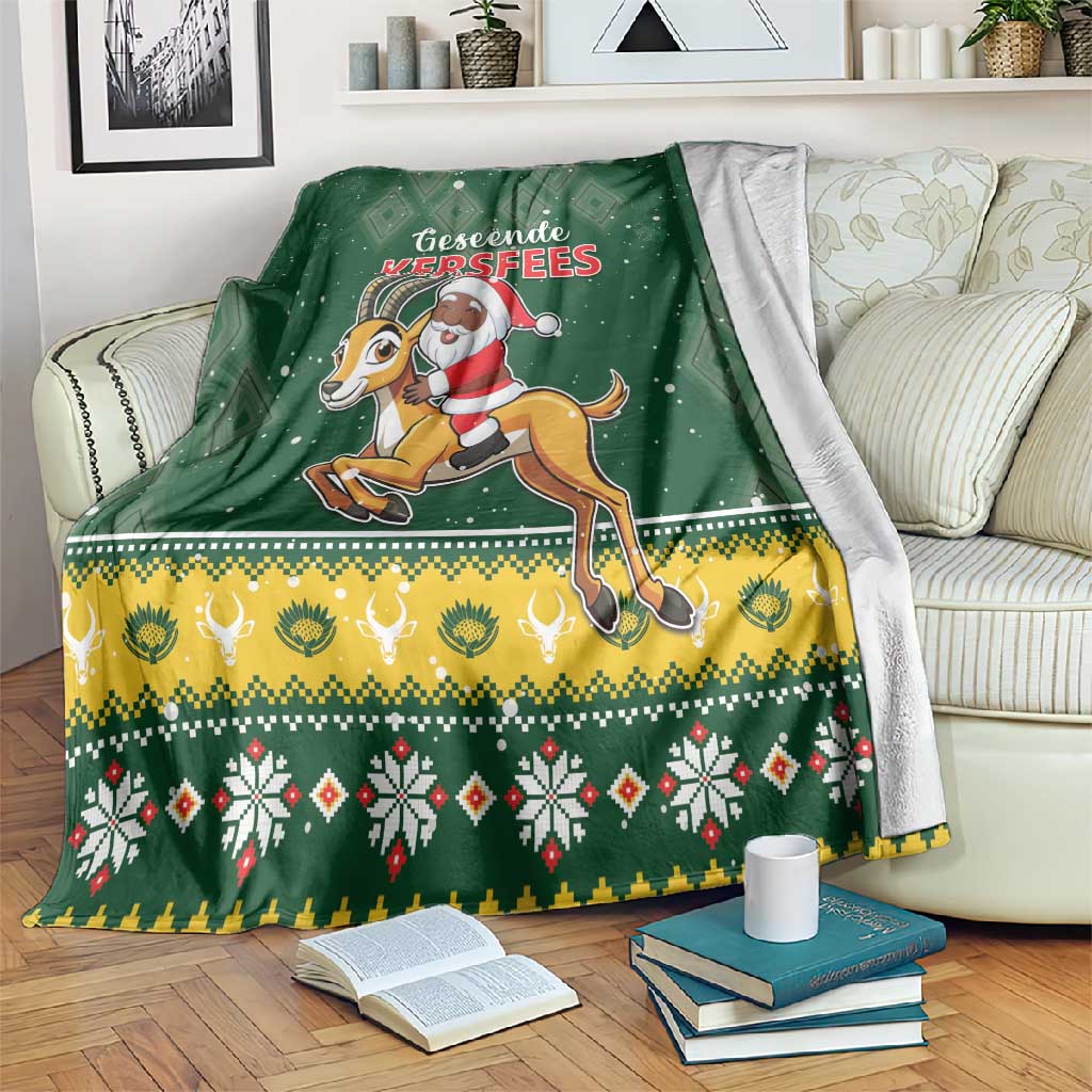 South Africa Christmas Blanket Funny Santa Riding Springbok LT05