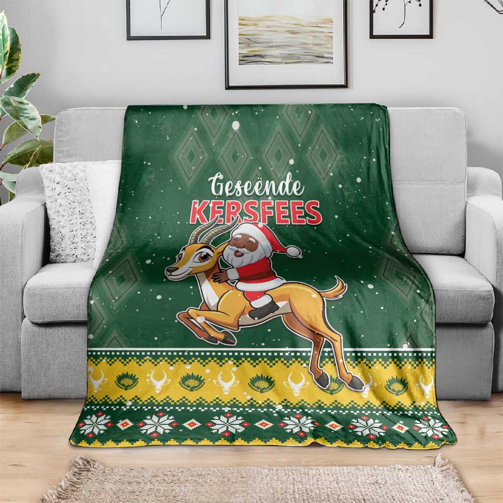 South Africa Christmas Blanket Funny Santa Riding Springbok LT05