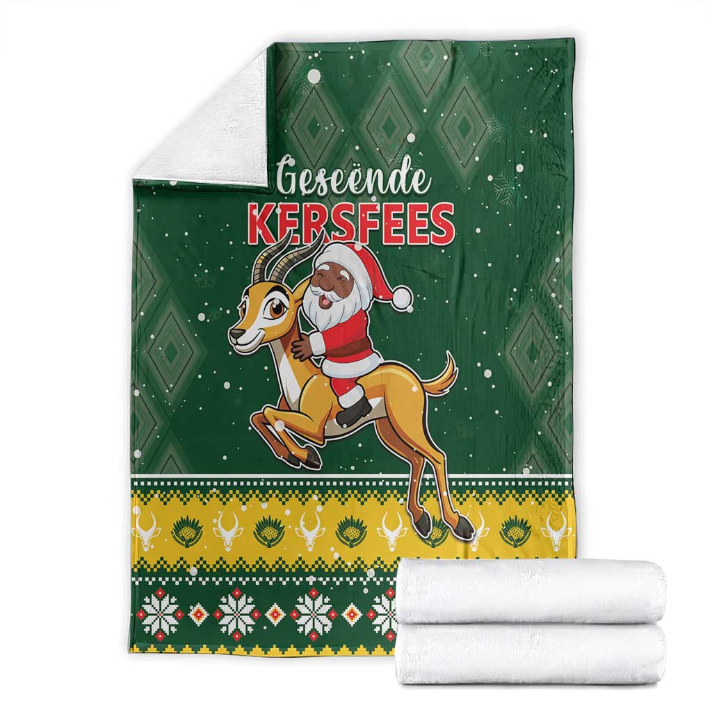 South Africa Christmas Blanket Funny Santa Riding Springbok LT05