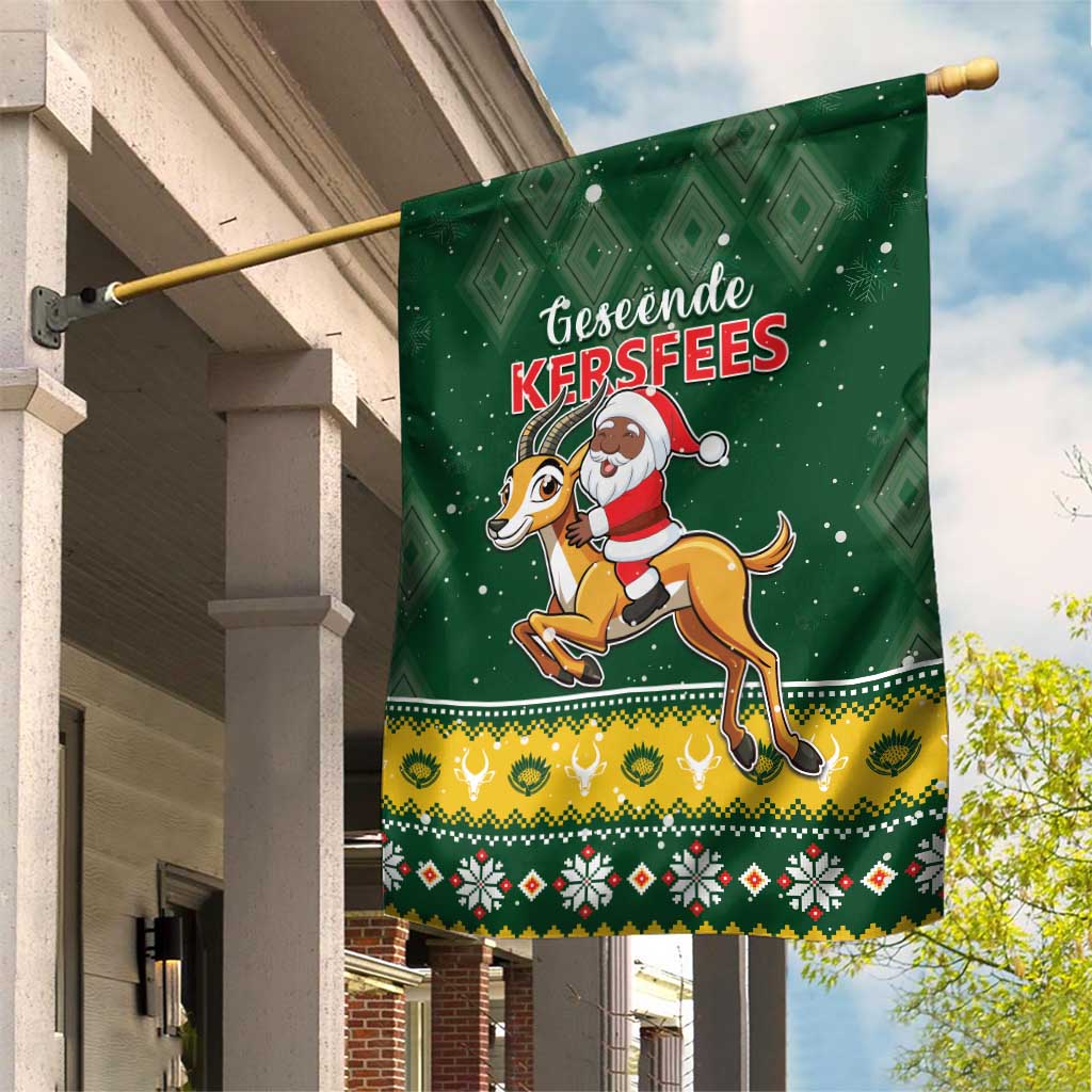 South Africa Christmas Garden Flag Funny Santa Riding Springbok LT05