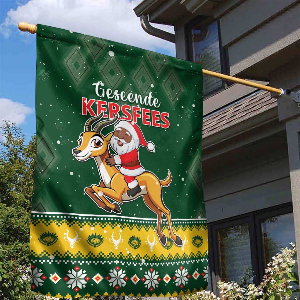 South Africa Christmas Garden Flag Funny Santa Riding Springbok LT05