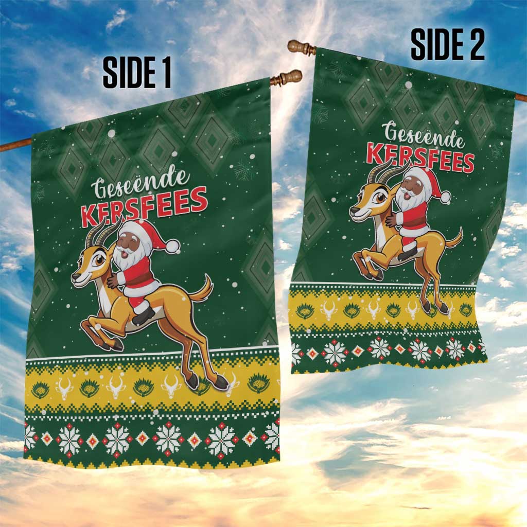South Africa Christmas Garden Flag Funny Santa Riding Springbok LT05