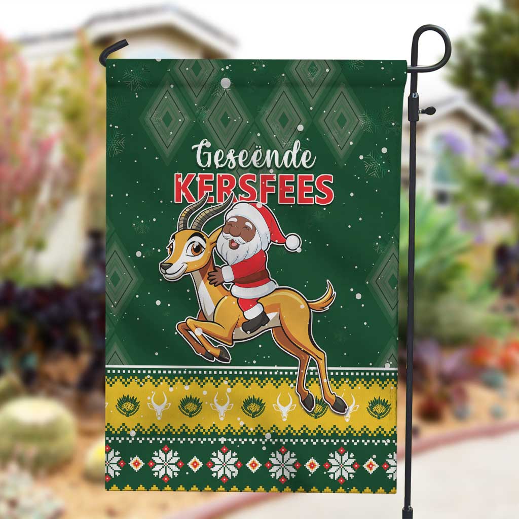 South Africa Christmas Garden Flag Funny Santa Riding Springbok LT05