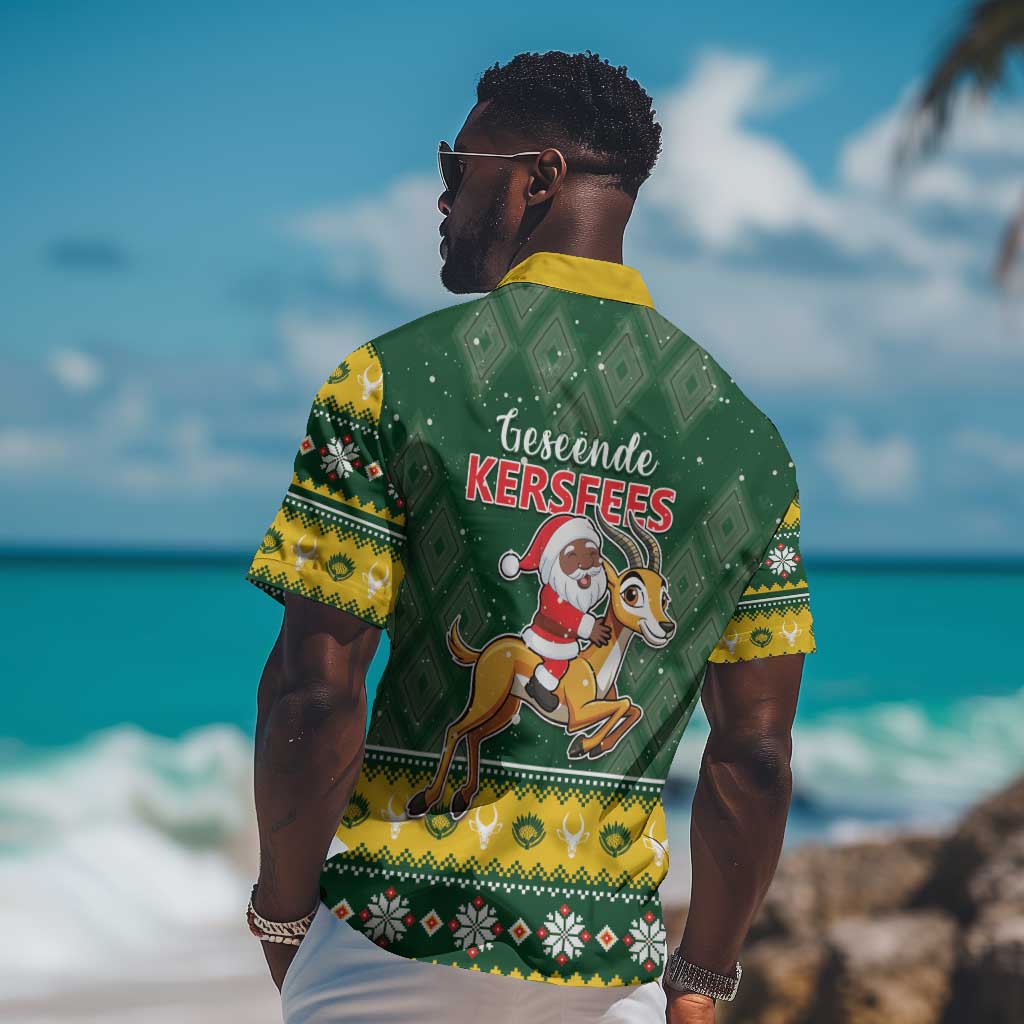 South Africa Christmas Hawaiian Shirt Funny Santa Riding Springbok LT05