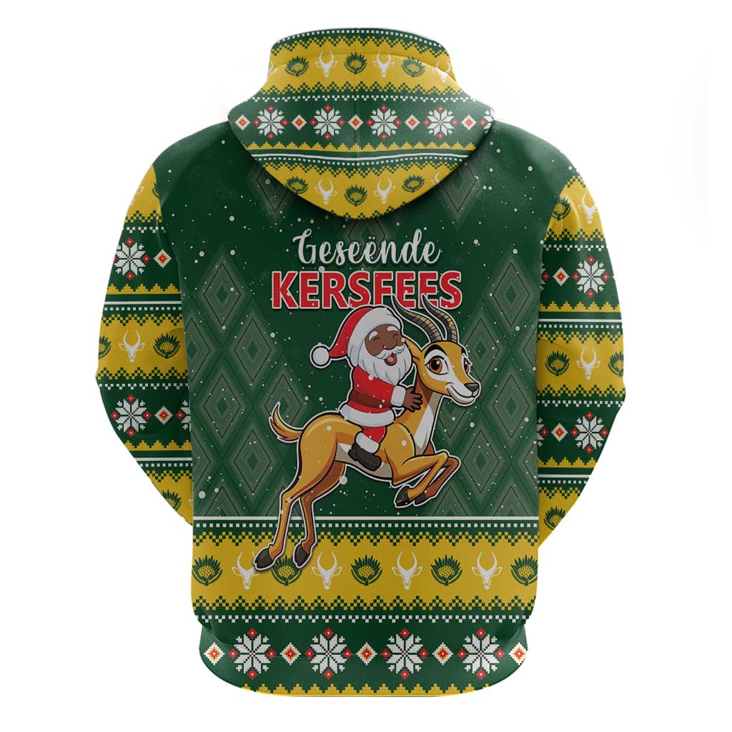 South Africa Christmas Hoodie Funny Santa Riding Springbok LT05