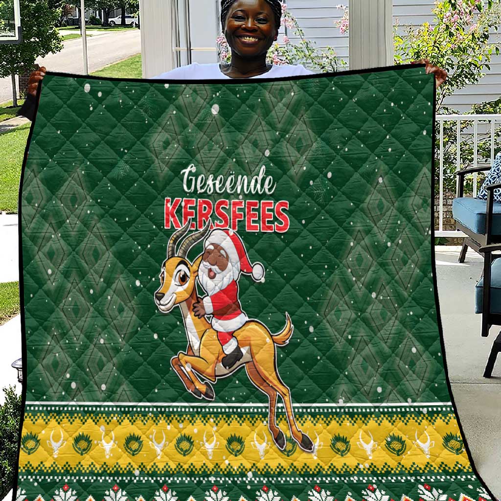 South Africa Christmas Quilt Funny Santa Riding Springbok LT05