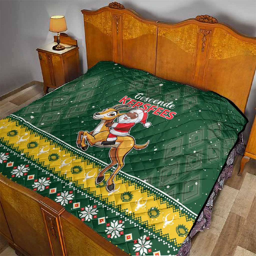 South Africa Christmas Quilt Funny Santa Riding Springbok LT05