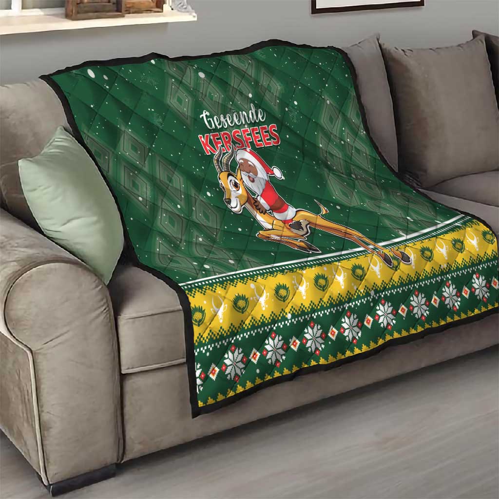 South Africa Christmas Quilt Funny Santa Riding Springbok LT05
