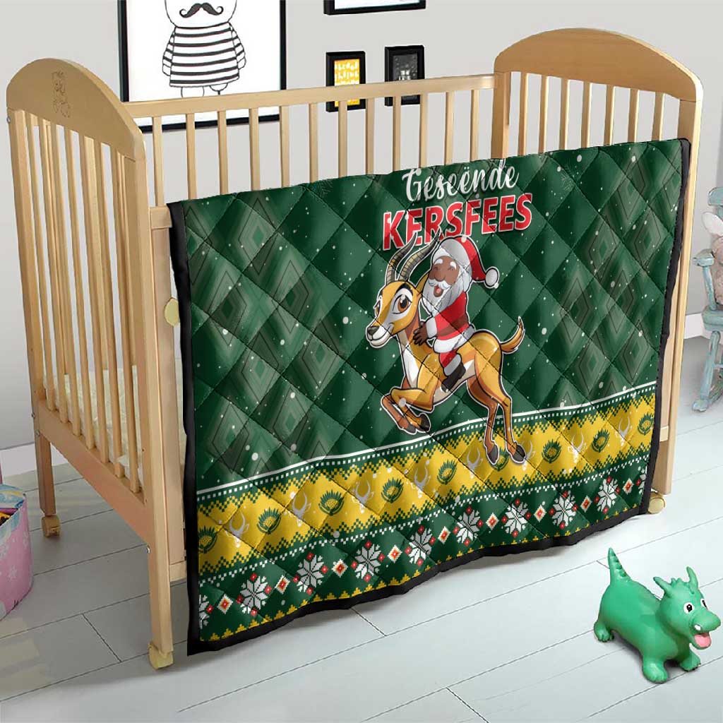 South Africa Christmas Quilt Funny Santa Riding Springbok LT05