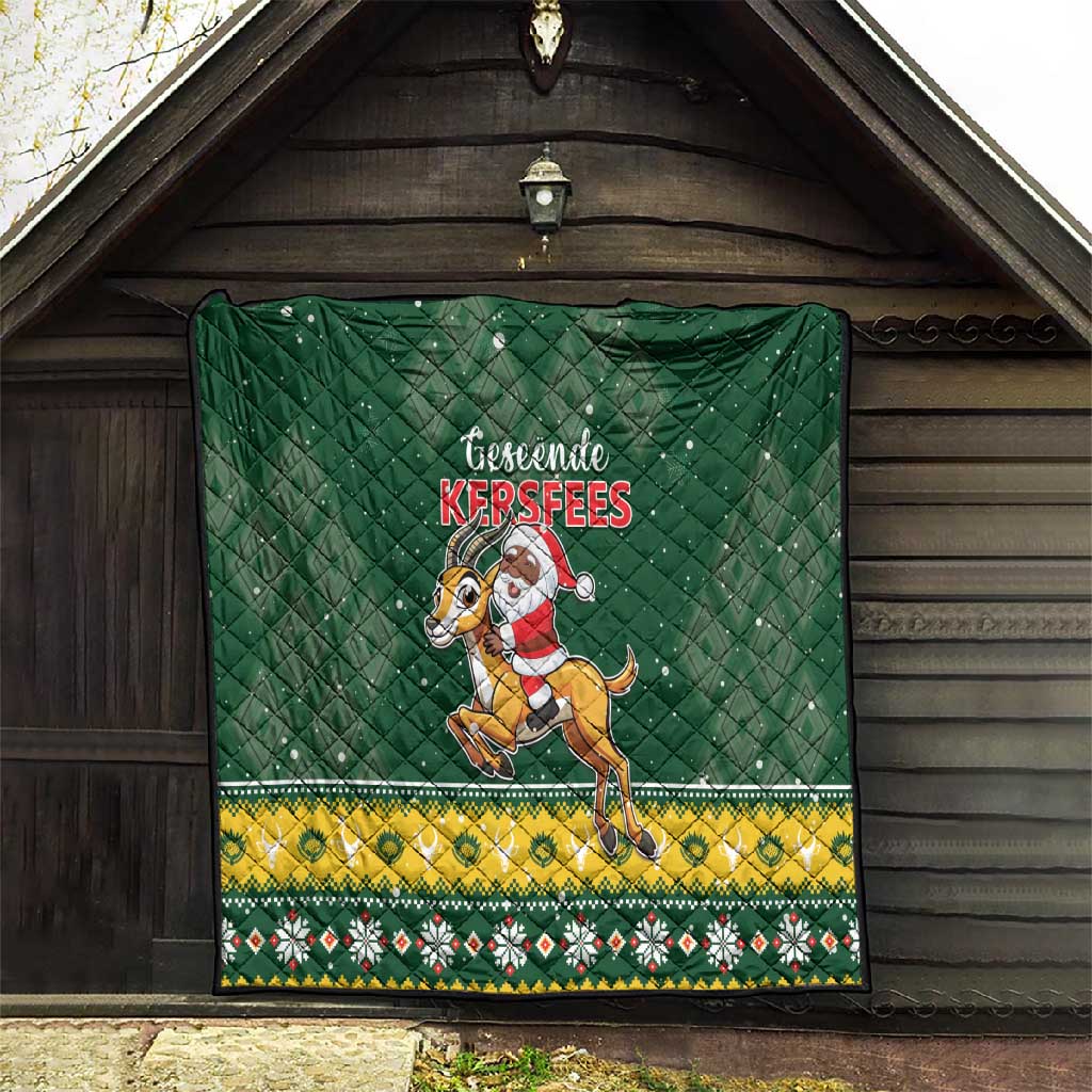 South Africa Christmas Quilt Funny Santa Riding Springbok LT05