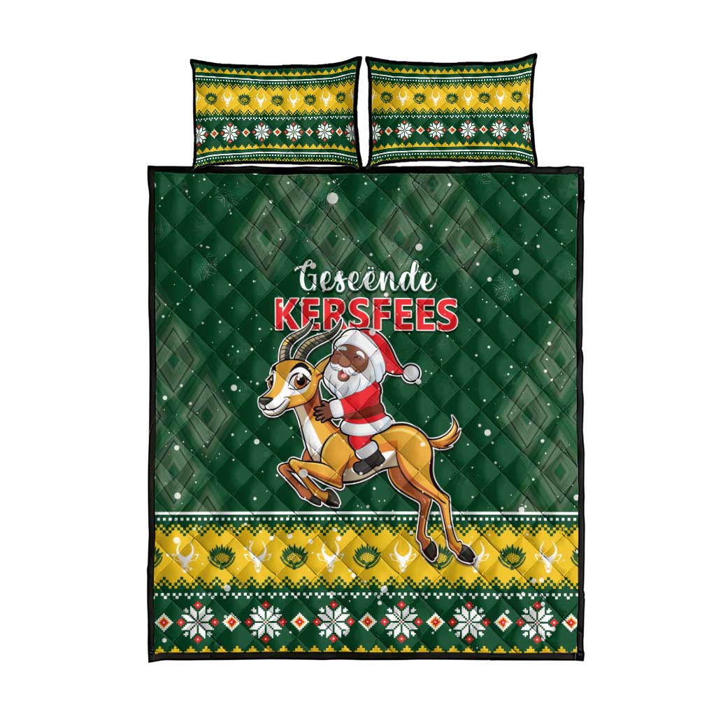 South Africa Christmas Quilt Bed Set Funny Santa Riding Springbok LT05
