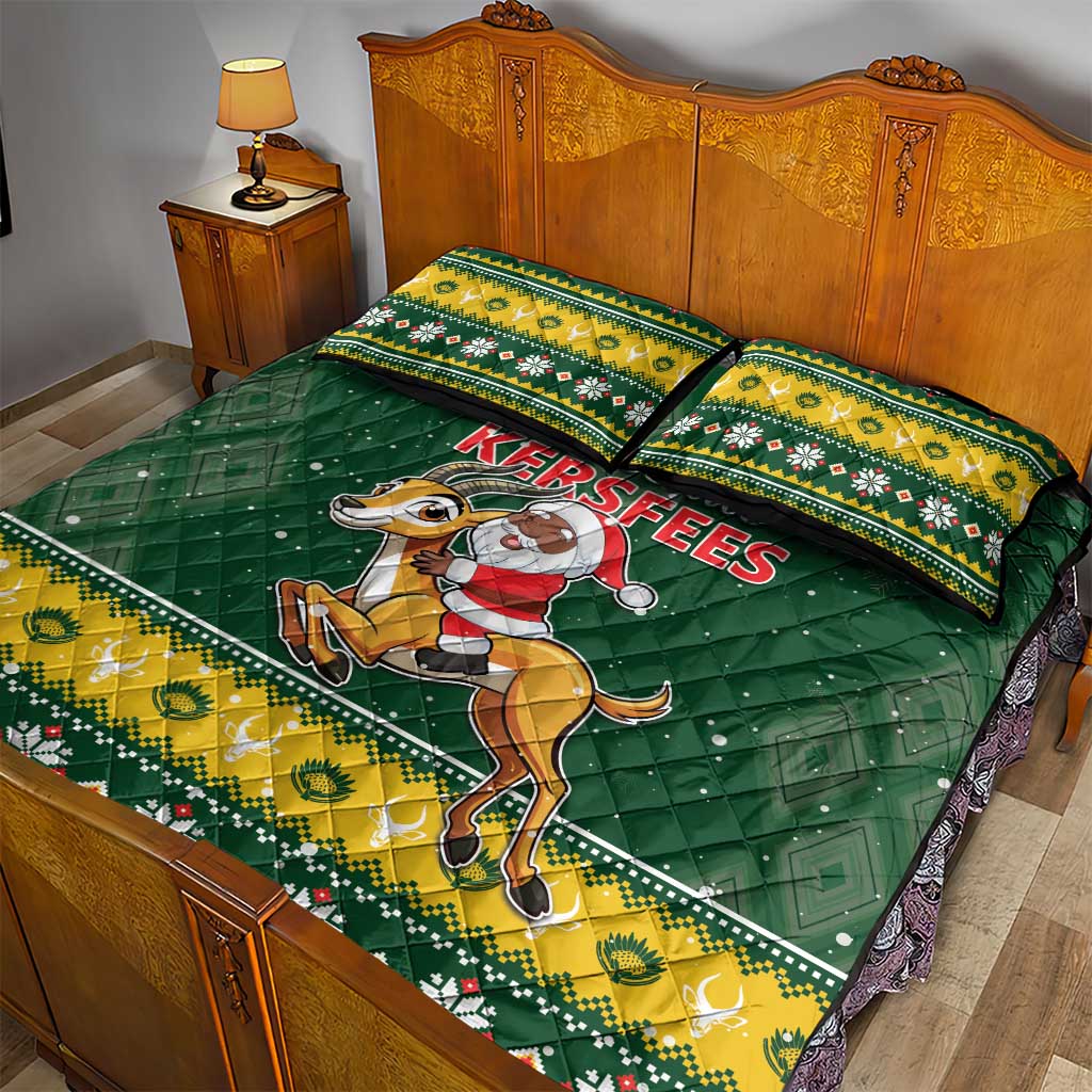 South Africa Christmas Quilt Bed Set Funny Santa Riding Springbok LT05
