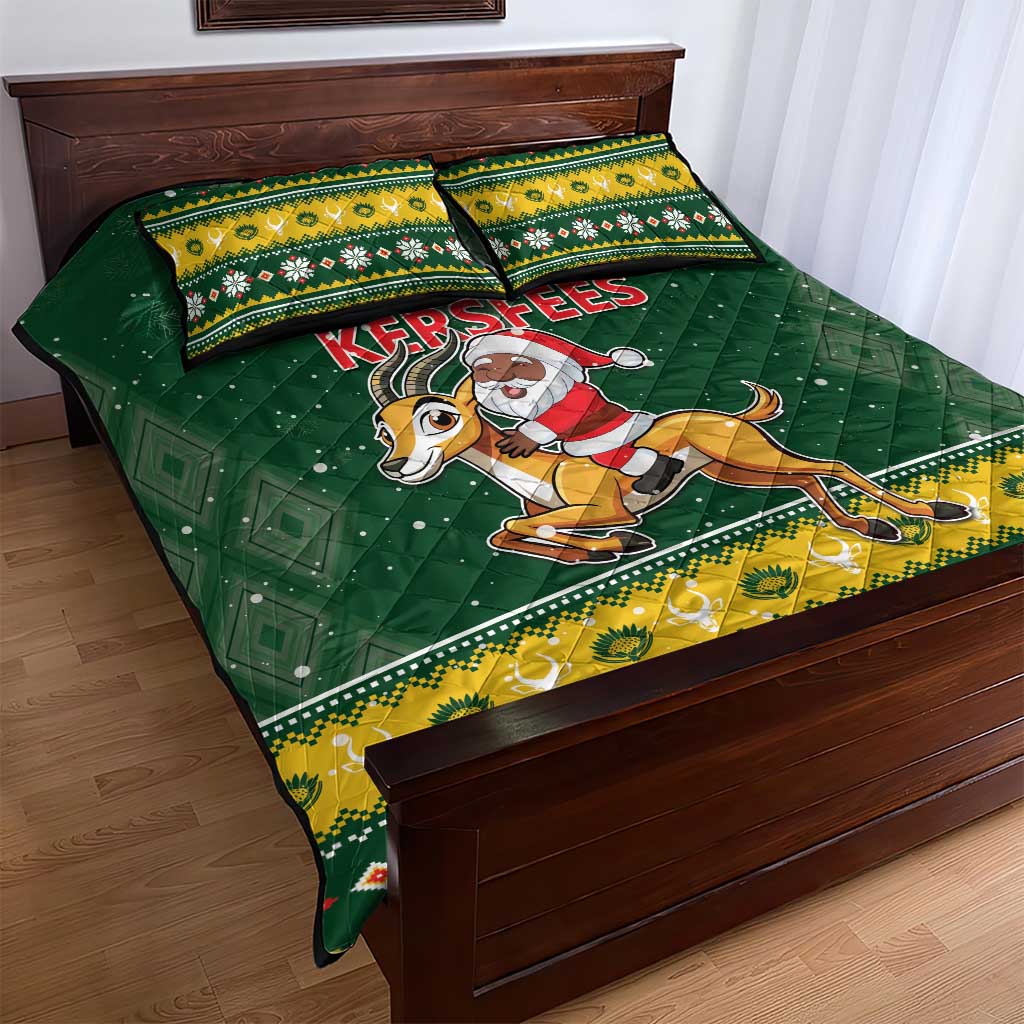 South Africa Christmas Quilt Bed Set Funny Santa Riding Springbok LT05