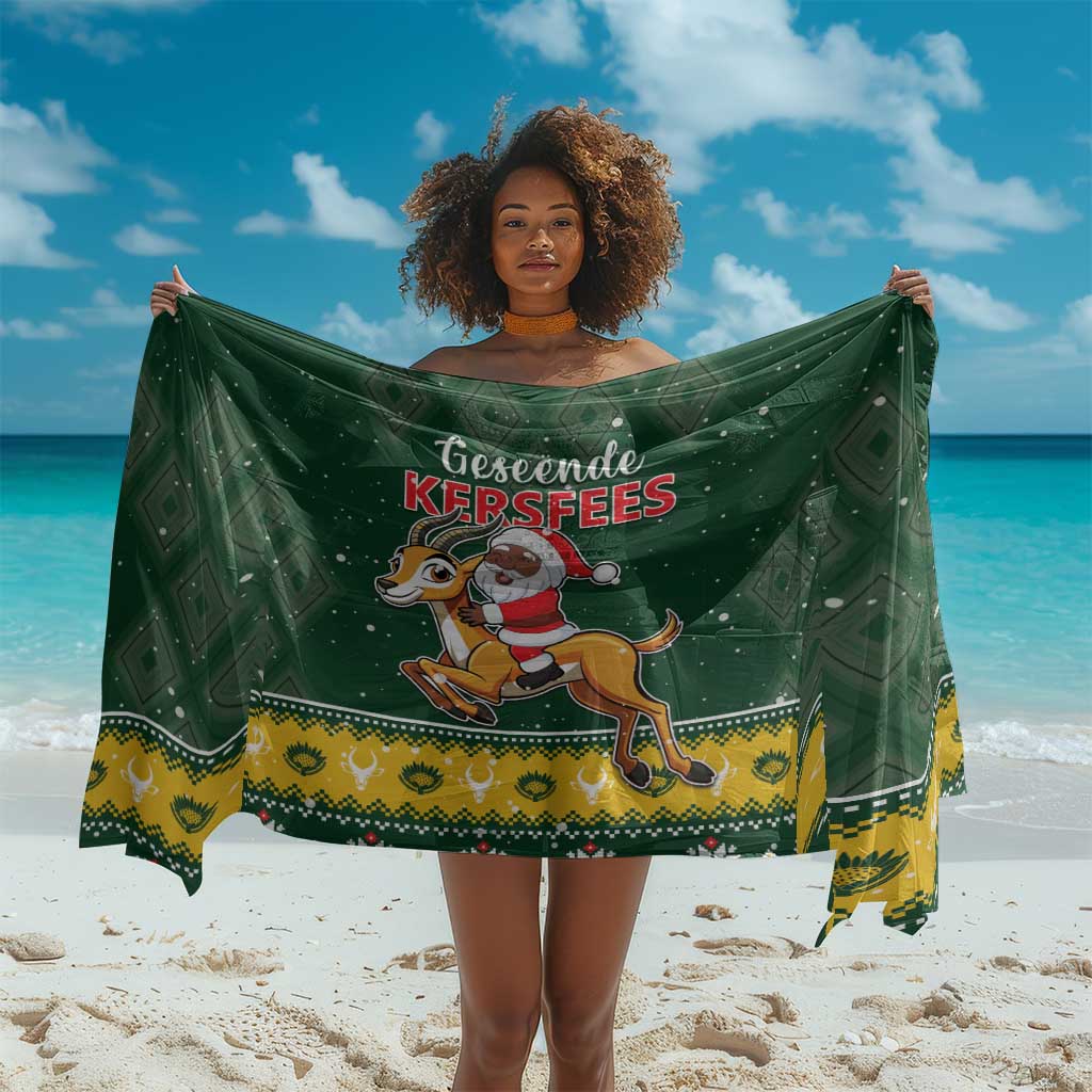South Africa Christmas Sarong Funny Santa Riding Springbok LT05
