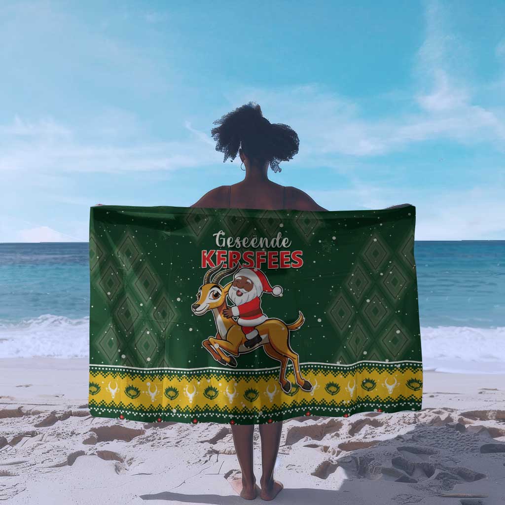 South Africa Christmas Sarong Funny Santa Riding Springbok LT05