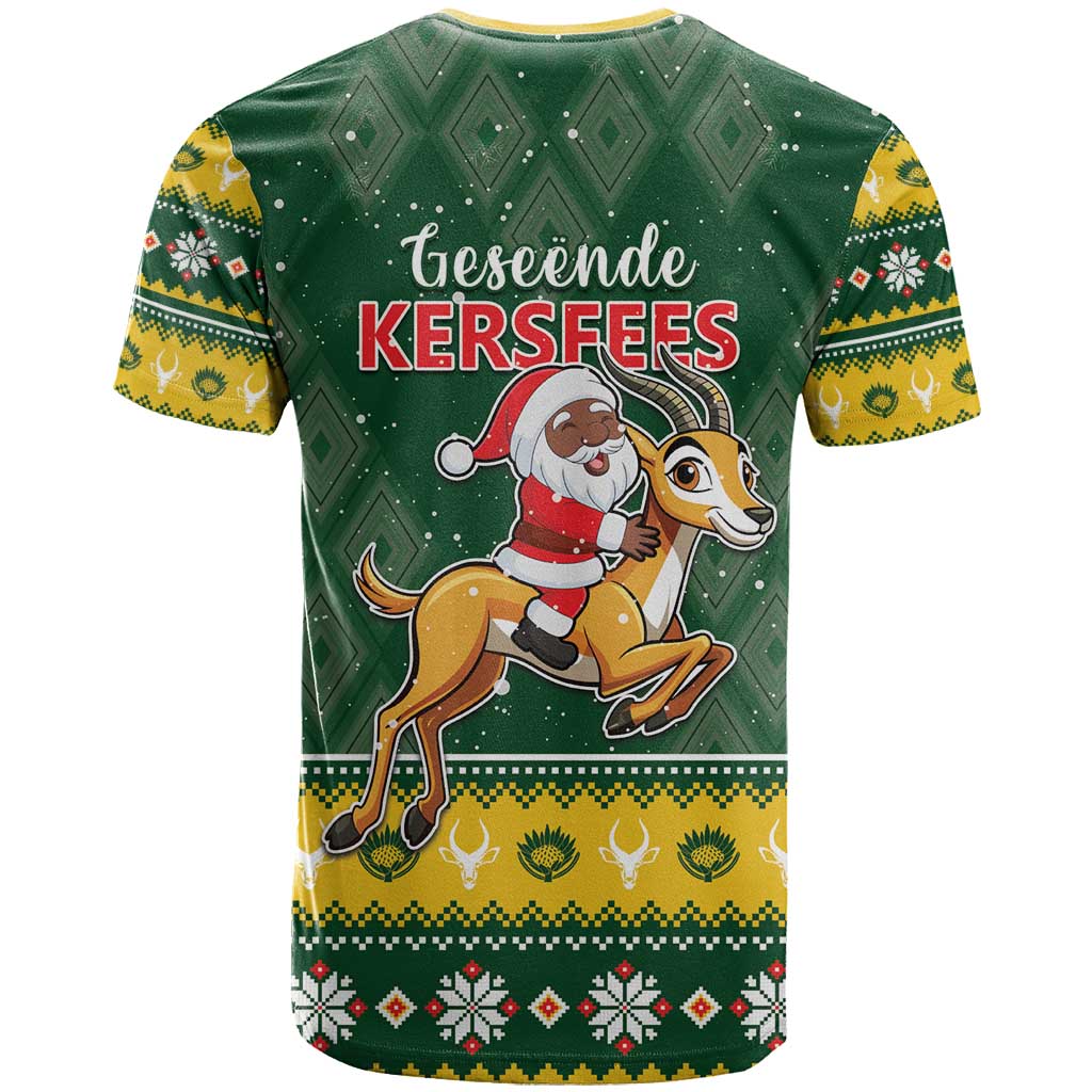 South Africa Christmas T shirt Funny Santa Riding Springbok LT05