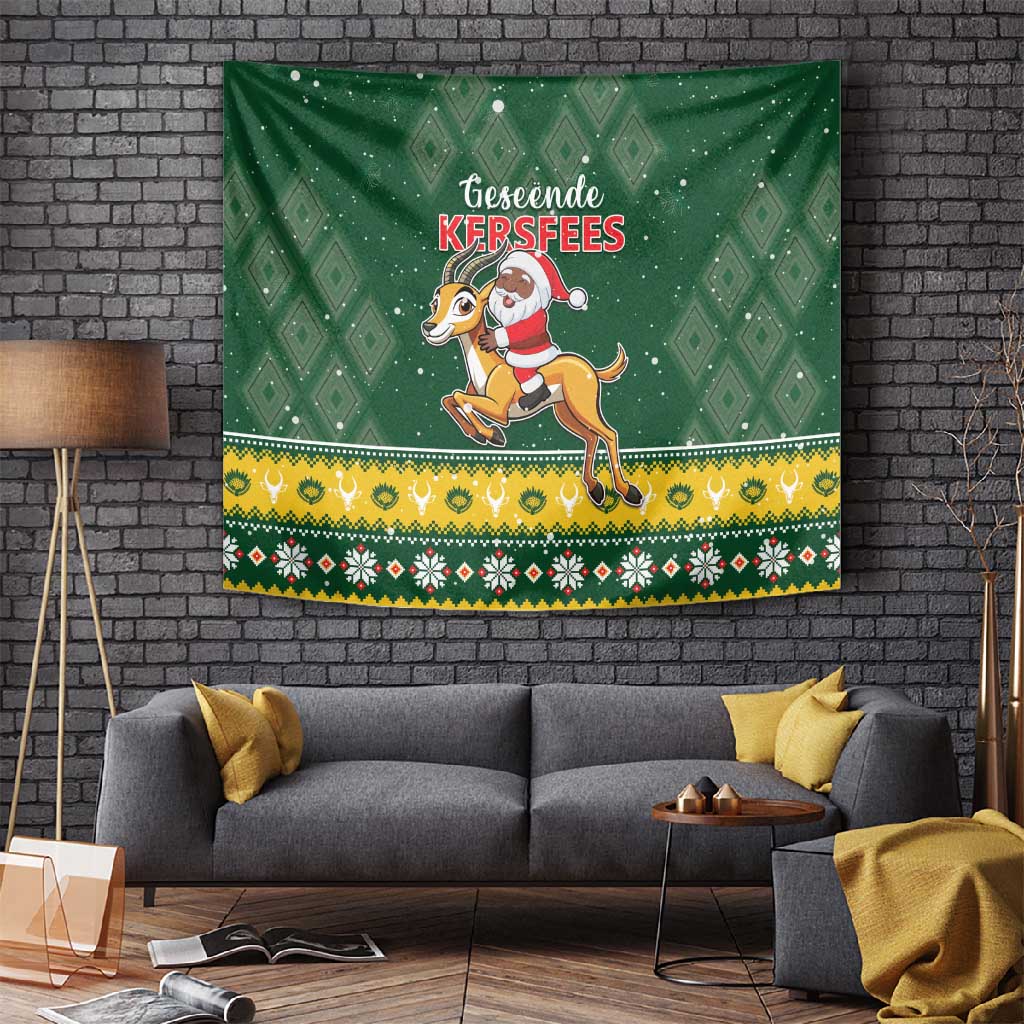 South Africa Christmas Tapestry Funny Santa Riding Springbok LT05