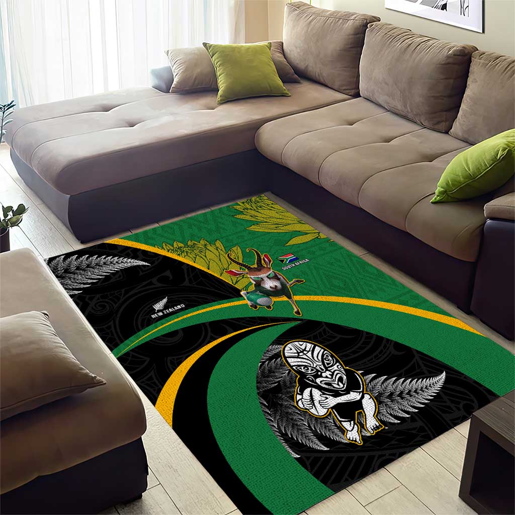 New Zealand And South Africa Rugby Area Rug 2023 Springboks Combine All Black Silver Fern LT05