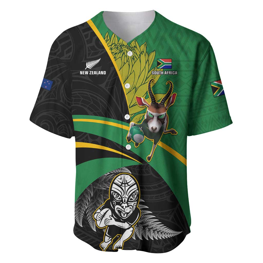 Custom New Zealand And South Africa Rugby Baseball Jersey 2023 Springboks Combine All Black Silver Fern LT05