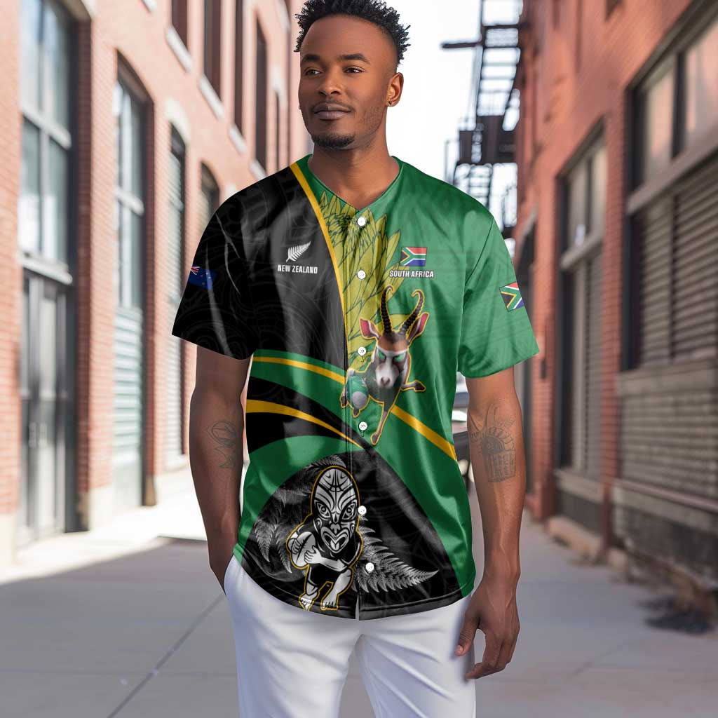 Custom New Zealand And South Africa Rugby Baseball Jersey 2023 Springboks Combine All Black Silver Fern LT05