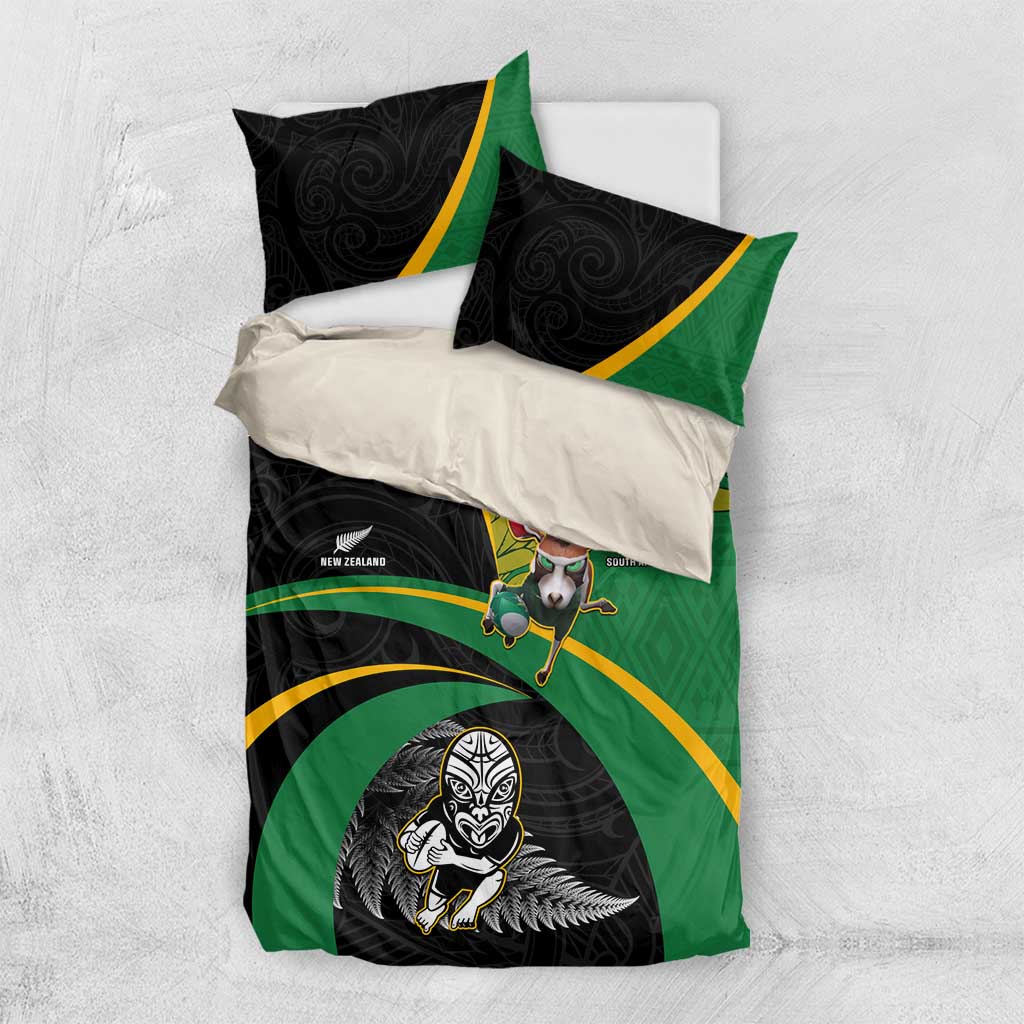 New Zealand And South Africa Rugby Bedding Set 2023 Springboks Combine All Black Silver Fern LT05