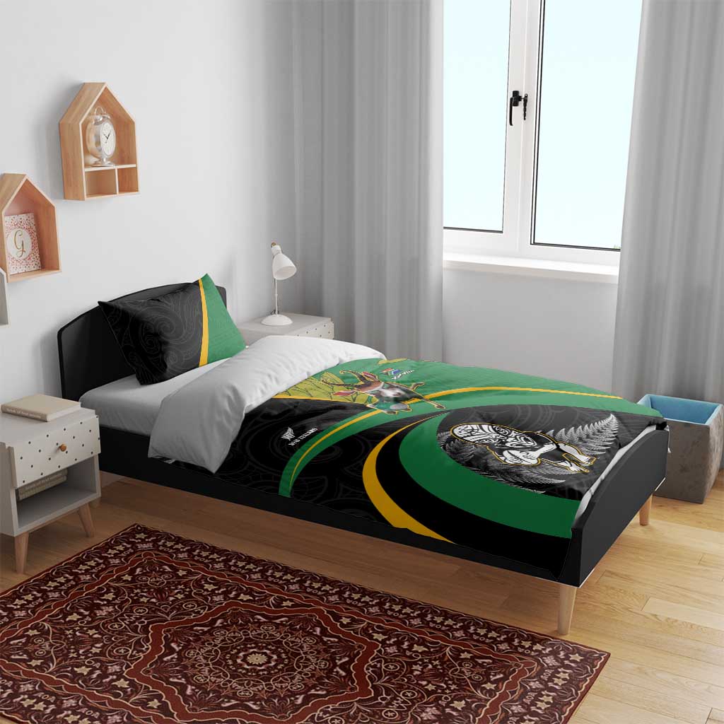 New Zealand And South Africa Rugby Bedding Set 2023 Springboks Combine All Black Silver Fern LT05