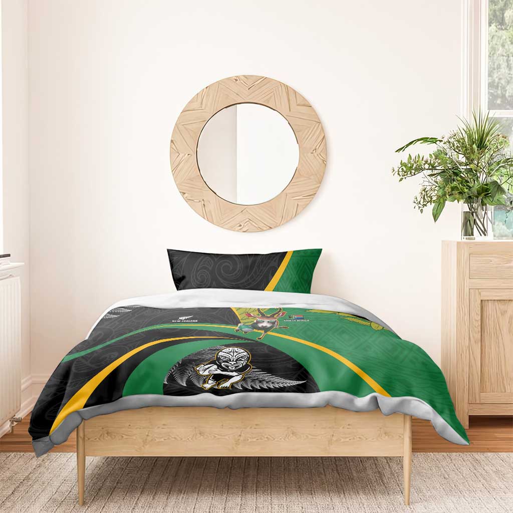 New Zealand And South Africa Rugby Bedding Set 2023 Springboks Combine All Black Silver Fern LT05